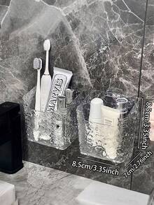 1个牙膏牙刷架，壁挂式浴室毛巾架，适用于浴室收纳，可放置梳子、牙刷、牙膏、化妆刷等，多功能收纳整理架，浴室装饰，是家居浴室收纳和秋季装饰的理想之选，也适合开学季宿舍收纳。 - 彩色 - 查看 1