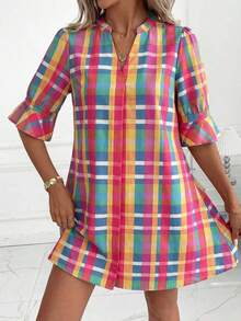 Vestido floral nuevo de otoño para mujer, vestido corto versátil adecuado para uso diario, salidas casuales y diversas ocasiones - Multicolor 4 - Ver 6