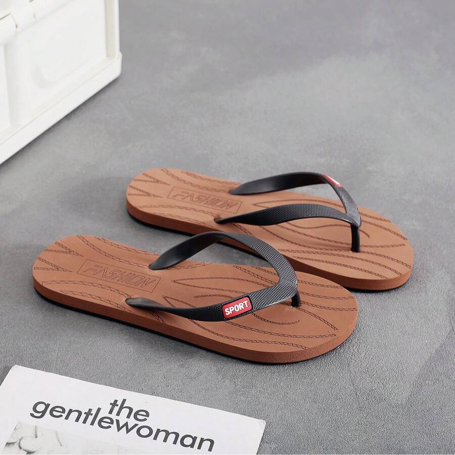 Men's Flip Flops, Non-Slip Durable Comfortable Casual Slippers, Minimalist Stylish Thong Sandals For Beach - Brown - View 1