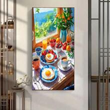 一套DIY钻石画套装 - 优雅下午茶图案，圆形钻石马赛克艺术品，适合初学者，家居墙面装饰，独特礼物，不含画框 - 無框 - 查看 11