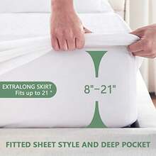 Premium Waterproof Mattress Protector Size, Breathable Bed Cover 3D Air Fabric Cooling Mattress Pad Cover Smooth Soft Noiseless Washable, 8''-21'' Deep Pocket - White - View 4