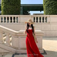 Women Long Dresses - Red - View 7