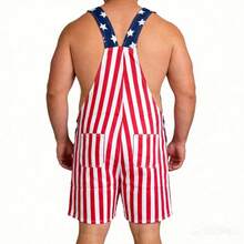 Unisex American Flag Bib Overalls, Soft Stretch Pants For July 4th, Memorial Day, Parade, Festival, Party & Summer Streetwear - L - View 8