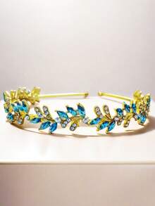 1pc Women's Fashion Princess Crown Rhinestone Headband, Sweet Birthday Hair Accessory - Green - View 11