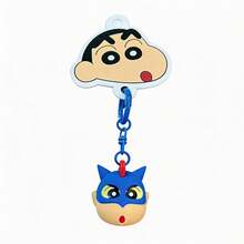 Llavero MINISO Crayon Shin-Chan, accesorio de bolso de dibujos animados con expresiones divertidas, llavero decorativo lindo, ligero y duradero, múltiples opciones de color para uso diario, varios estilos disponibles - azul real - Ver 6
