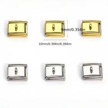 10 pièces Fournitures pour la fabrication de bijoux, chaîne de pendentif en acier inoxydable, designs rectangulaires et ronds, taille 10 mm x 9 mm, convient pour la fabrication de bijoux, modules de pendentif en acier inoxydable, cadeau idéal pour le Nouvel An, l'anniversaire et l'anniversaire de mariage - Style 2 - Voir 10