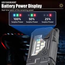 1 pieza Linterna de bolsillo súper brillante COB con clip recargable, luz LED multifuncional de emergencia - flash - Ver 9