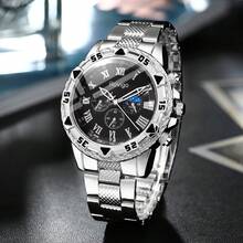 3pcs Men's Casual Quartz Watches, Minimalist Round Dial, Metal Alloy Strap, Suitable For Men's Holiday Gift And Daily Wear - Silver - View 4