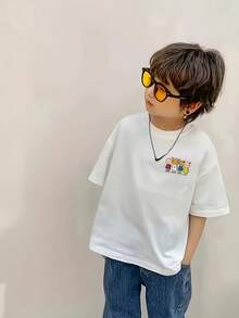 Pure Cotton Summer T-Shirt For Boys And Girls, New Stylish Short-Sleeved Streetwear For Middle And Older Children, Fashionable Summer Clothes For Boys And Girls - 黑色 - 查看 6