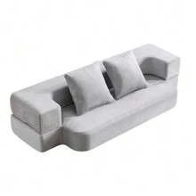Convertible Sofa In A Modern Design, Double-Functional, No Assembly Required, Easy To Transport, Suitable For Living Rooms, Guest Rooms, Bedrooms And Other Rooms. - Light Grey - View 11