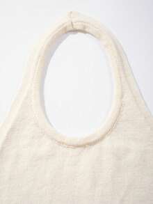 New Spring/Summer Spaghetti Strap Camisole, Sexy Breathable Fitted Slim Knit Tank Top - Apricot - View 7