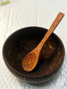 1 pieza Cuencos de cáscara de coco con cucharas - Ideal para yogur, ensalada, arroz y postres - Esenciales de cocina artesanales - Multicolor - Ver 4