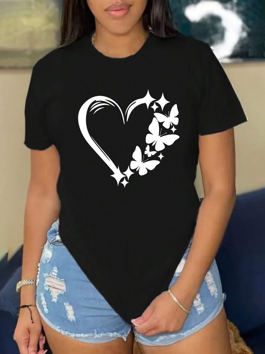 Camiseta de mujer para primavera y verano - Negro - Ver 1