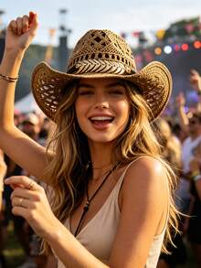 1pc Women's Fashionable Wide Brim Straw Hat, New Summer Versatile Minimalist Design Flattering, Comfortable Casual Suitable For Outdoor, Beach, Party, Travel And Other Occasions - MZ3056+ML30 - View 23