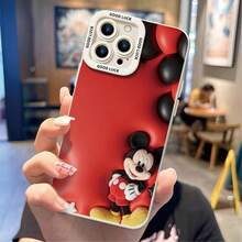 Officially Licensed Disney Mickey Mouse Phone Case, This Protective Phone Case Features Plush‑Style Mickey Mouse, Decorated With Red‑Black Balloon And Star Accents, Set Against Vibrant Red Bubble‑Textured Embossed Background, Made With Flexible, Durable TPU Material To Protect Against Everyday Scratches, Bumps, And Minor Impacts, Compatible With IPhone 17, 16, 15, 14, 13, 12, 11 Pro Series And Galaxy S22, S23, S24, S25 Models, Ideal For Disney Mickey Fans. - màu đen - Xem 5