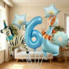 1 bộ bong bóng số động vật rừng, bao gồm bong bóng số màu xanh baby, bong bóng hình ngựa vằn và hải cẩu xiếc, kết hợp với bong bóng hình sao và hoa, phù hợp làm quà bất ngờ cho con trai/con gái, tiệc sinh nhật trẻ em, sự kiện chủ đề cho bé trai, kỷ niệm 100 ngày, phông nền chụp ảnh sinh nhật, tạo không khí cổ tích tươi mới và chữa lành, dù trong nhà hay ngoài trời, mang đến nét sinh động và đáng nhớ cho lễ kỷ niệm sinh nhật của trẻ - Xem 9