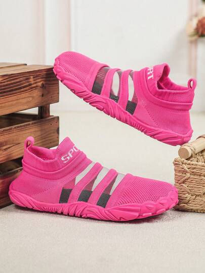 Giày đi bộ đường dài và giày thể thao dưới nước cá nhân hóa dành cho nam, giày chạy bộ và giày yoga, đế TPR nhanh khô, chống trượt và bền, thiết kế rỗng dệt kim màu đỏ hồng, kiểu xỏ chân unisex, thích hợp cho bơi lội/bãi biển/tập thể dục trong nhà.