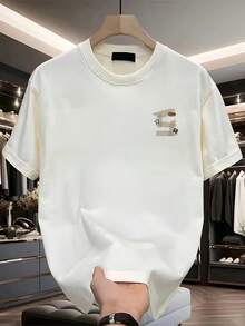 Men's Heavyweight Shirt. With A Texas Outline Design. Loose And Comfortable. - White - View 2