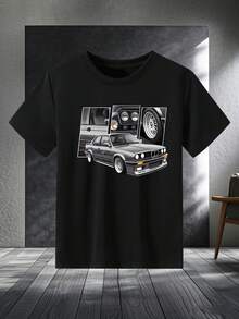 Camiseta unisex, casual, cuello redondo, manga corta para hombre, ropa de mujer, blusas, camisas casuales de mujer, conjunto casual diario, corte regular, combinación diaria, estampado gráfico, conjunto deportivo casual diario, corte regular, combinación diaria, estampado gráfico, deportivo casual. - Negro - Ver 5