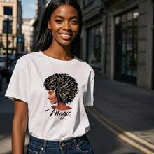 Camiseta de Historia Afroamericana para Hombres y Mujeres, Camiseta con Estampado Negro, Camiseta Negra Retro de Moda Mágica con Peinado Afroamericano Natural - Blanco177 - Ver 2