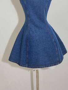 MOD Women's Blue Denim Sleeveless Bodycon Mini Dress - 酒紅色 - 查看 4
