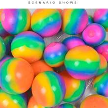1pc. Rainbow Stress Relief Ball Toy Slow Rebound Squeeze Toy, Cheese Squishy, Squishy Dumpling, Fidget, Squishy - A - View 2
