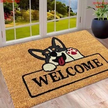 1pc Cute Corgi Red Paw Black Rectangular Frame Eye-Catching WELCOME Print Doormat, Flannel Rectangular Mat, Suitable For Home Indoor/Outdoor Entrance, Bedroom, Bathroom, Kitchen, All Seasons.⚠️Note: Folding During Shipping May Cause Slight Creases, Which Will Recover After Laying Flat For A While. - 1PC - View 16