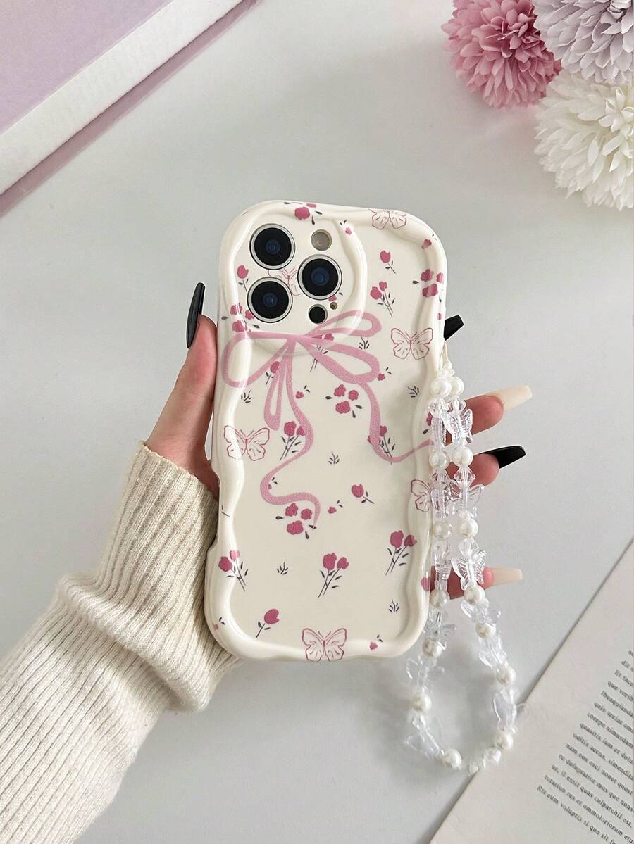 Cream Texture Transparent Painted + Chain Anti-Drop Phone Case Compatible With IPhone XR/7/8, 17/17 Pro/17 Pro Max/17 Air, 16/16 Pro/16 Plus/16 Pro Max, 15 Pro Max, 13, 14, Soft Case TPU Anti-Drop Painted Phone Case For Galaxy S24, Galaxy S24+, Galaxy S24 Ultra, Galaxy S22, Galaxy A13 4G, Galaxy A52, A52s 5G, Galaxy A23, Galaxy A35, Galaxy A25, Galaxy A73, Note 11/11 Lite - Multicolor - View 1