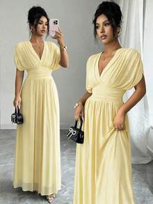 Women Midi Dresses - 鵝黃 - 查看 9
