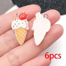 6/12pcs Resin Cute Strawberry Ice Cream Charms Kawaii Charms, Cute Keychain Charms,For DIY Bracelet Necklace Earrings Jewelry Making 13x26mm - Pendants - View 12