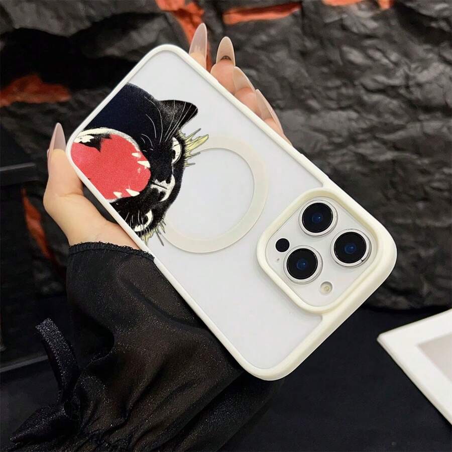 マグネット式黄ばみ防止 | 高級感あふれる2in1アクリルマグネット式スマホケース！スタイリッシュで手触りも良く、実用的な保護機能とマグネット式・耐衝撃設計を融合させた、高級感あふれるケースです。 黒猫叫び牙ケース  11  17e 手机壳  17e 手机壳 家族、恋人、友人、そして子供たちへのプレゼントに最適です。  16/14/15/17e/12 Pro/16e/13 Pro Max/11 Pro/Apple  Air/17/11 Pro Max/14 Pro/16 Pro Max/14 Pro Max/13/15 Plus/17 Pro/14 Plus/16 Plus/ 13 pro/15 Pro Max/12/12 Pro Max/15 Pro/17 Pro Max/16 Pro - ブラック - チェックする 1