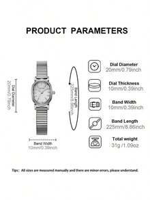 New Fashion Wristwatch For Women, Vintage Quartz Watch, Luxurious, Minimalist, Elegant, Lightweight And Versatile, Suitable For Daily Wear, Birthday Gift, Party, Festive Gathering, Ideal Gift For Yourself Or Friends - 銀色 - 查看 4