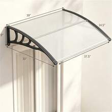 39"X30" Modern Polycarbonate Window Door Awning, Terrace Canopy, Outdoor Shading Tools, UPF50+ Waterproof Windproof Outdoor Patio Canopy With Aluminum Reinforced Bars-Gray - 棕色 - 查看 10