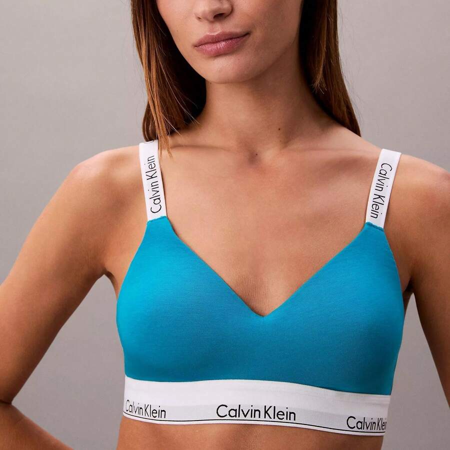 Calvin Klein Calvinklein Icon Cotton Modal Lightly Lined Bralette QF8504 - Teal Breeze - 查看 1