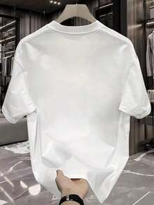Playera para Hombre con Guitarra y Latido del Corazón - Estilo Musical Oversize - Blanco - Ver 3