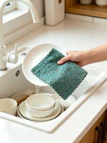 Khăn lau bát đĩa in hoa cổ điển, chổi lau nhà bếp hiệu quả, khăn lau dầu chống dính dày dặn, khăn lau tay, khăn lau bát đĩa. - nhiều màu - Xem 3