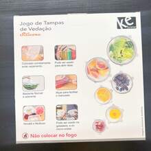 Kit 6 Tampa Silicone transparente Reutilizável Para Potes E Travessas fruta Boa qualidade - Transparente - Visão 11