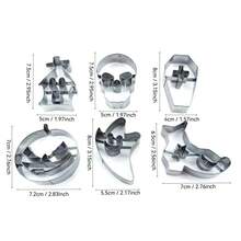 Halloween Cookie Cutters, Stainless Steel Ghost House, Skull, Pumpkin Shaped Fondant Biscuit Mold, Baking Tools - View 3
