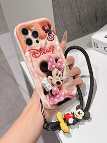 This Disney Mickey Mouse Lanyard Phone Case Is Fully Covered In TPU Material. It's Shockproof, Lightweight, And Compatible With IPhone17/16/11/13/15/15 Plus/15 Pro/15 Pro Max/12/14 Pro Max/11 Pro Max/12 Pro/12 Pro Max/13. This Phone Case Makes A Popular Birthday Gift Or Business Gift; It's Durable, Stain- And Fingerprint Resistant, And Suitable For Both Men And Women. The Set Also Includes A Mickey Mouse Phone Case And A Mickey Mouse Plush Bracelet. It's A Perfect Gift For Friends And Family. This Stylish Phone Case Is Fun, Lightweight, And Durable. IPhone17 Pro Max Phone Case, Minnie Mouse Phone Case. - trắng - Xem 3