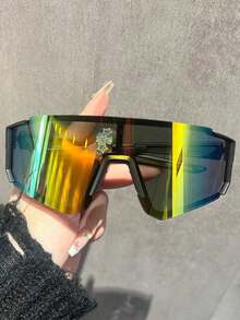 1 pieza / 3 piezas / 5 piezas Gafas deportivas con gradiente de hombre de gran tamaño, de moda para ciclismo, conducción y deportes, gafas deportivas de cambio de color, adecuadas para viajes al aire libre - Rojo - Ver 11