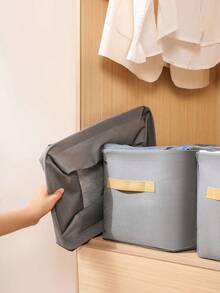 Foldable Fabric Storage Basket With Handle, Clothes Organizer Laundry Hamper, Thickened Steel Frame Storage Box For Clothes, Towels, Diapers, Socks, DVD, Photos Etc. Available In Khaki And Grey, Small/Medium/Large Size - Multicolor - View 4