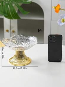 1個優雅花瓣造型底座托盤，透明PET材質配金屬色莖部，耐用，適用於零食、糖果、水果、堅果 - 適合居家客廳裝飾、婚禮和派對 - 透明色 - 查看 13