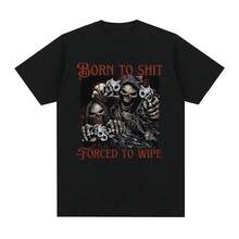 Nouvelle collection été 2026 T-shirt Meme "Né pour casser, obligé de nettoyer le mal" T-shirt d'été ample en coton T-shirt vintage à manches courtes pour hommes T-shirts pour femmes en solde, t-s - Noir - Voir 1