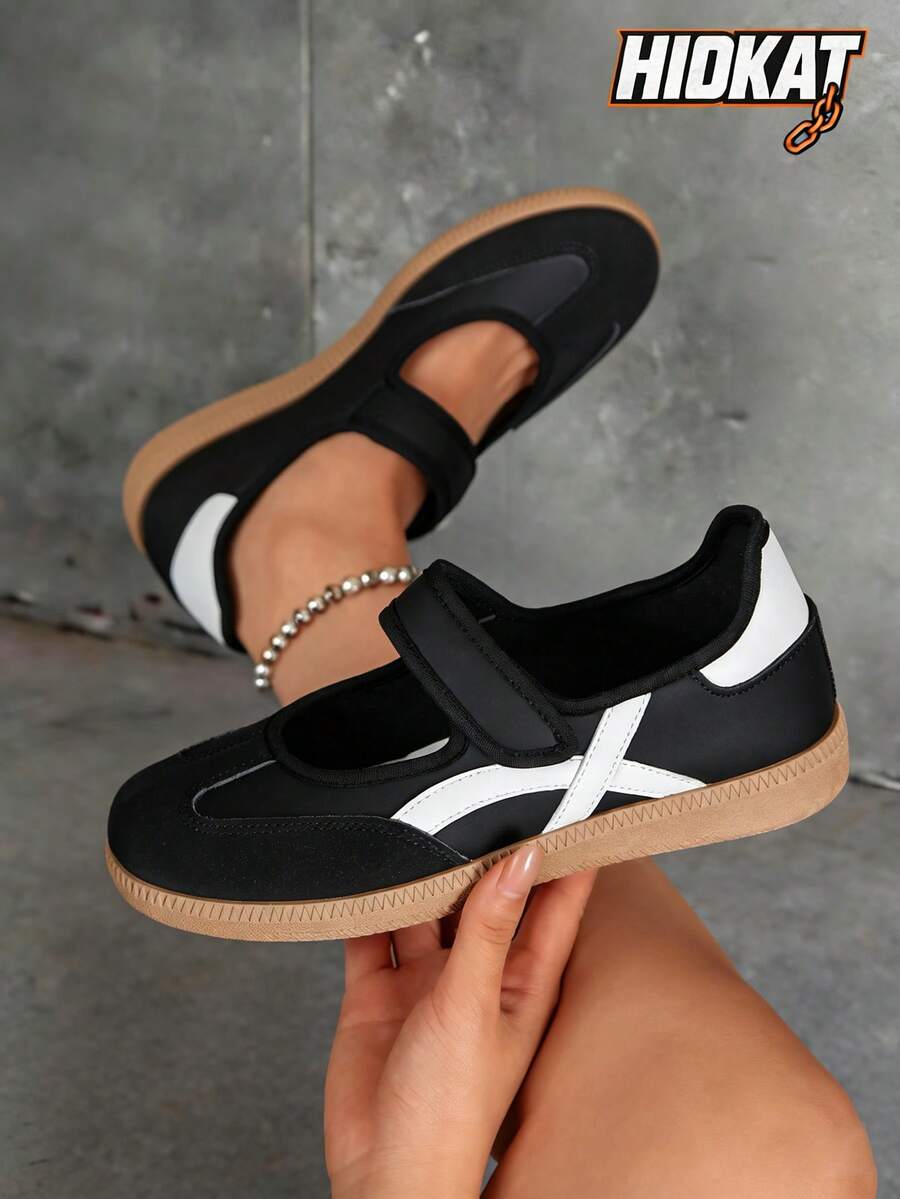 Hidkat 1 đôi giày thể thao nữ kiểu slip-on, giày trượt ván ngoài trời thông thường, giày thể thao đa năng hàng ngày. - 117 Đen - Xem 1