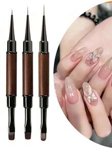 Juego de pinceles de arte de uñas con mango de madera, fácil de usar para principiantes, cerdas suaves, fácil de usar. Crea fácilmente un delicado arte de uñas en casa para manualidades, con calidad profesional de salón. - Multicolor - Ver 9