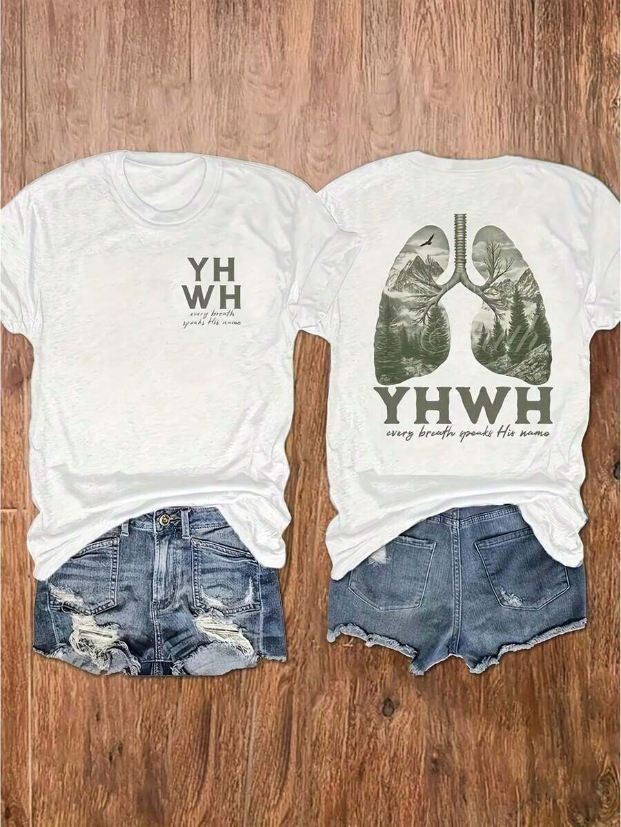 Summer Clothing, 1 Piece, Women's T-Shirt With Zion National Park Graphic, Utah Landscape, Summer Vacation Style, Short Sleeve T-Shirt, Casual, For Outdoor Hiking - 白色 23 - 查看 1