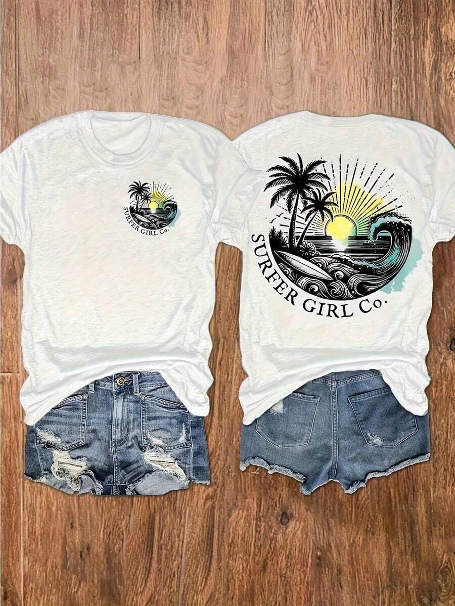 Summer Clothing, 1 Piece, Women's T-Shirt With Zion National Park Graphic, Utah Landscape, Summer Vacation Style, Short Sleeve T-Shirt, Casual, For Outdoor Hiking - 白色 8 - 查看 1