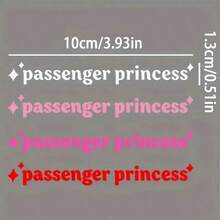 4pcs "Passenger Princess" Creative Funny Car Stickers - Asymmetric Star Theme Stickers Suitable For Exterior Accessories Like Rearview Mirror, Applicable To Car Interior Plastic/Glass/Metal Surfaces - Multicolor - View 5