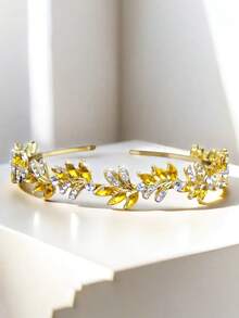 1pc Women's Fashion Princess Crown Rhinestone Headband, Sweet Birthday Hair Accessory - Green - View 6