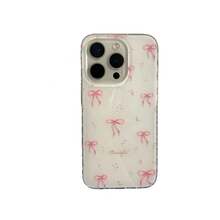 Bow-Knot Cute Creative Ribbon Floral Pattern Phone Case Compatible With IPhone 16, 15 Pro, 14/13, Full Coverage Anti-Drop Protective Cover, New Arrival - White - View 3